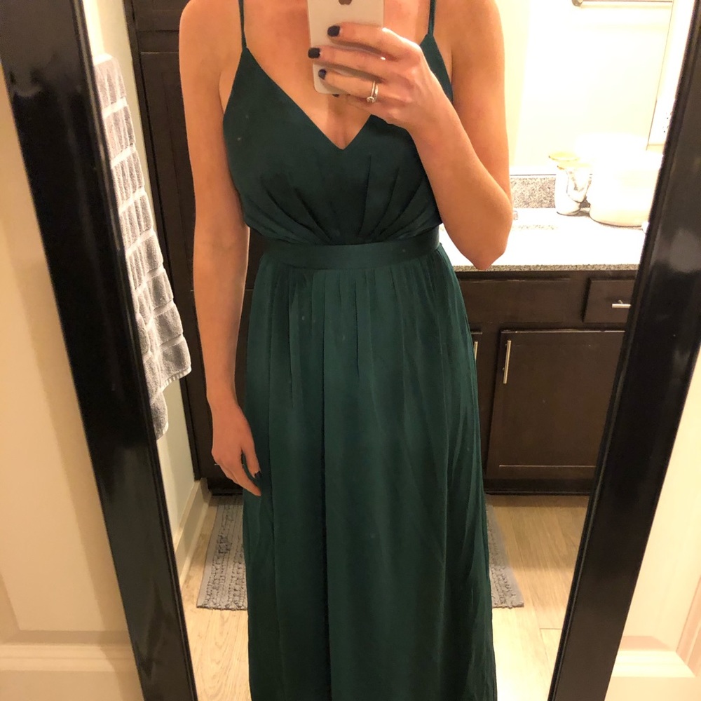 White by Vera Wang Forest Green bridesmaid dress